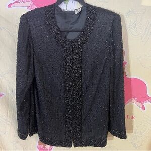 Vintage Black Beaded Women's Silk Jacket